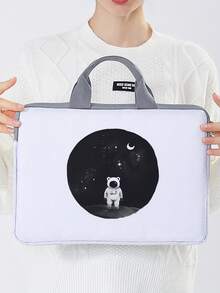 Minimalist Moon & Butterfly Print Office/School Laptop Bag, Back To School Supply, Shopping Offer - Multicolor - View 3