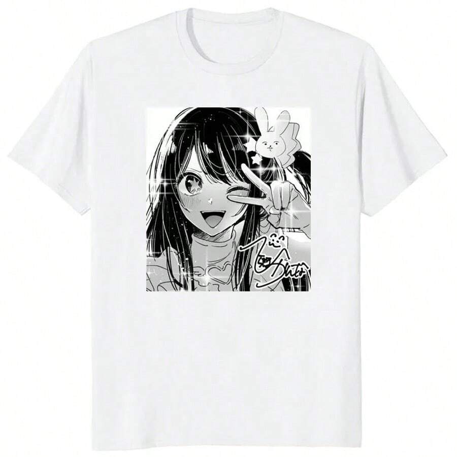 Anime Oshi No Ko Hosino Print Women T-Shirt Kawaii Ai Aqua Ruby Cartoon Short Sleeves T Shirt Summer Casual Loose Streetwear Top - 白色 - 查看 1