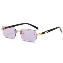 1 pièce Lunettes rectangulaires décoratives sans monture mode homme, accessoire essentiel de style rétro en matériau métallique de luxe, polyvalent et classique