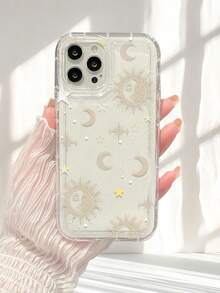 太阳和月亮印花透明手机壳适用于 11/12/13/14/15 &Pro/Plus/Pro Max、7/8/X/XS/XR/11 Pro/12 Pro/13 Pro/14 Pro、6/6S/7/8/SE、Galaxy A54/A14/A12/A13/A15/A32/A33/A24/A52S、Galaxy S20/S21/S22/S23 防水防震防摔防刮 - 無色 - 查看 3