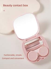 1 pieza/2 piezas Estuche portátil y sencillo para lentes de contacto de unicolor, adecuado para uso diario al aire libre