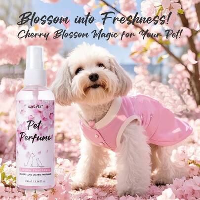 PETSIN Sakura Blossom 宠物香水喷雾 - 3.38 液体盎司，适用于狗和猫的持久香味，除臭清新，安全且不含酒精