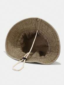 1pc Unisex Washed Bucket Hat With Rope Outdoor Men Sun Hats With UV Protection Wide Brim Foldable.Suitable For Fishing, Beach, Hiking, And Travel .Men's Sun Hat Summer Hat, Suitable For Summer Outdoor Activities Such As Hiking And Fishing