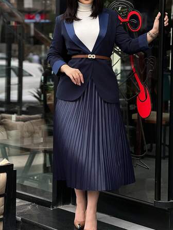 Women's Solid Color Elegant Pleated Skirt - Lightweight & Comfortable Taffeta Skirt