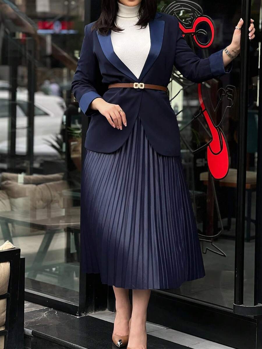 Falda plisada elegante de unicolor para mujer - Falda de tafetán ligera y cómoda