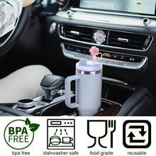 7 件可爱硅胶吸管盖，适用于 杯，10 毫米可爱花朵吸管盖，适用于随身杯，防尘饮用吸管盖，适用于可重复使用吸管尖盖，返校用品 - 彩色 - 查看 4