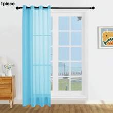 1 tấm/2 tấm rèm mỏng trong suốt, có nhiều kích cỡ, đầu khoen kim loại, vải mỏng thanh lịch cho phòng khách, phòng ngủ, trang trại, cửa sổ nhà bếp nhà hàng, màu xanh da trời - Màu xanh da trời - Xem 19