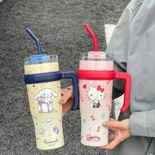 1 pezzo Bottiglia d'acqua isolata carina da 40 once/1,2 litri in acciaio inossidabile 304 con accessori in silicone, tazza da caffè e tumbler con motivo  rosa,  e Cinnamoroll, adatta per scuola, ufficio, infermieri e insegnanti, articoli autorizzati . Articoli per il ritorno a scuola