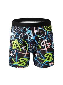 10 Random Pcs Of Men's Multi-Element Long Boxer Briefs, With A Variety Of Game Consoles, Graffiti And Snack Food Prints To Choose From, Fashionable And Colorful Sets,  Comfortable, Not Easy To Deform, A Unique Gift For Him