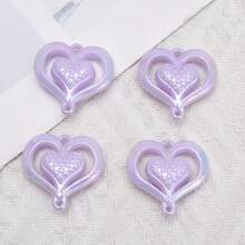 5pcs Acrylic Heart Shaped Double Hole Pendant, Colorful Creative Decorative Accessories For Home, Party, Wedding And More