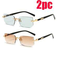 1 pièce Lunettes rectangulaires décoratives sans monture mode homme, accessoire essentiel de style rétro en matériau métallique de luxe, polyvalent et classique