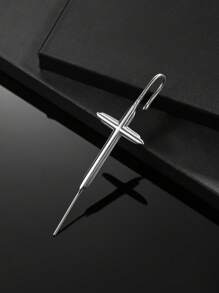 1 pièce Brassard d'oreille unique en acier inoxydable avec croix foudre et dragon serpent, boucle d'oreille homme