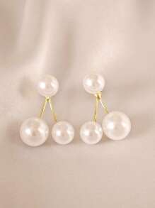 1 Pair Creative Niche Design Faux Pearl Cherry Earrings, Fashionable High-End Versatile Unique Earrings