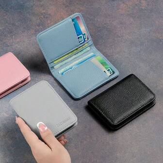 Solid Color Leather Credit Card Case Wallet Simple Bank Card Credit ID Bus Holder Travel Coin Money Organizer Wallet Bags For Women For Men Wallet Mini Wallet Purse Wallet Card Wallet Wallet Keychain