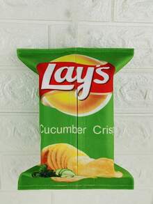 1个创意薯片造型纸巾盒，节省空间的方形纸巾盒，立方体纸巾盒，创新薯片袋设计，汽车沙发纸巾盒收纳盒，适用于客厅、餐厅、卧室 - 彩色 - 查看 12