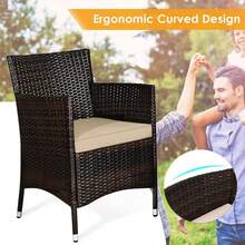 Gymax 4PCS Patio Rattan Outdoor Furniture Set W Cushioned Chair Loveseat Table - asPic - View 7