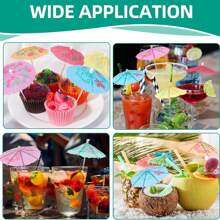 100/70/50/24pcs Cocktail Decoration Sticks, Art Umbrella Shaped Decoration Picks For Fruit, Cake, Milk Tea, Coffee Beverages, Suitable For Birthday, Wedding, Outdoor Party, Bar & Restaurant