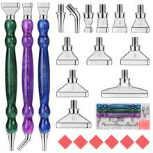 12 brocas de diamante douradas/prateadas/ouro rosa colorido + 1/3 canetas de plástico brilhantes em formato de cabaça + 6 cola vermelha + 1 caixa de plástico, kit de ferramentas para pintura diamante, com rosca - 12pcs cabeça de prata - Ver 24