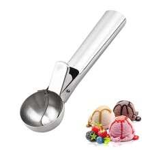 1pc Premium Ice Cream Scoop With Trigger Ice Cream Scooper Stainless Steel, Heavy Duty Metal Icecream Scoop Spoon Dishwasher Safe, Perfect For Frozen Yogurt, Gelatos, Sundaes ,Stainless Steel Ice Cream Scoop, Perfect For Frozen Yogurt, Multi-Functional Ice Cream Scoop