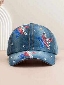 1 Stück Damen Mode Baseball Kappe mit Schmetterling Strass, vielseitig einsetzbarer Outdoor Lässig Sonnenhut mit farbigen Strass-Akzenten