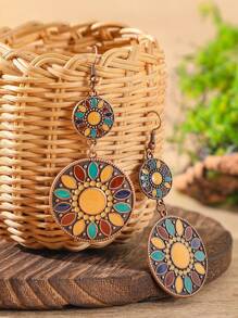 TopHanqi Conjunto de 6 pares de brincos vintage femininos, brincos circulares geométricos com gotas de óleo e cores boêmias, vários estilos e designs, adequados para o dia a dia, viagens, festas, todas as estações