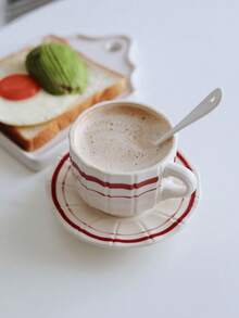 2 件 180 毫升/6.3 盎司爱尔兰风格咖啡杯碟套装，陶瓷杯碟，适用于浓缩咖啡、卡布奇诺、拿铁、热茶，适用于办公室、咖啡厅、餐厅、客厅