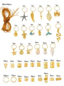 284 piezas Cuentas para el cabello para mujeres con trenzas, joyería para el cabello con rastas, accesorios para rastas, clips, abrazaderas, espirales y anillos de metal dorado para trenzar el cabello, decoración para la barba, accesorios elegantes para el cabello para niñas y mujeres, accesorios para vacaciones y bodas