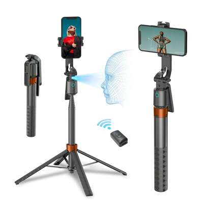 2-In-1 AI Face Tracking Gimbal & 70-Inch Extendable Bluetooth Selfie Stick. Stabilizer Tripod With 360° Adjustable Phone Holder, Suitable For Live Streaming And Photography