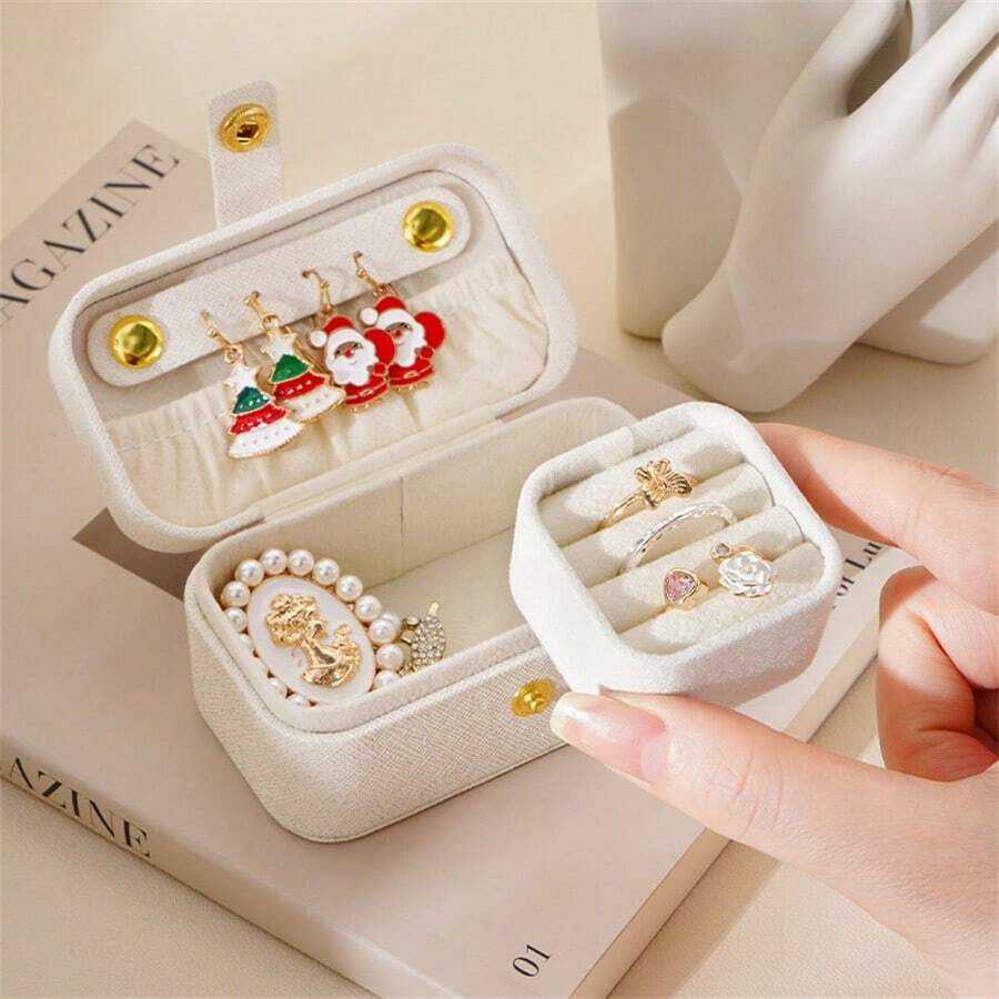 1pc New Portable Mini Jewelry Box, Travel Earrings, Rings, Small Jewelry Bags, Storage Box - New Portable Mini Jewelry Box - View 1