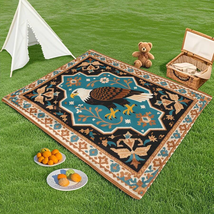 Bird Pattern Floral Brown Picnic Blanket Featuring Elegant Design For Outdoor Blanket Adventures And Stylish Dr For Nature Enthusiasts - Multicolor - View 1