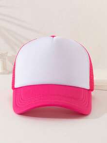 1pc Unisex Plain Sponge Mesh Trucker Hat, Baseball Cap, Sun Hat, Dad Hat, Suitable For Daily Use, Outdoor Travel, Hiking, Beach Vacation