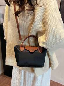 全新 女士 尼龙 休闲 托特包 单肩包 斜挎包 饺子包 - 棕色 - 查看 4