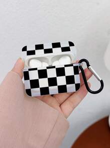 Kariertes Kopfhörertasche, schwarze Kopfhörertasche mit 1 Kopfhörertaschen-Clip, kompatibel mit Hülle, Pro (2. Generation), 3, Pro, 1/2, 4