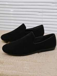 Herren Slip-On Freizeitschuhe, koreanische Version, atmungsaktive vielseitige Loafers, geeignet für sommerliches Autofahren - Schwarz - Übersicht 1