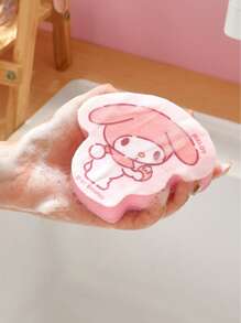 Sanrio 1/3pcs Novelty Cartoon Double-Sided Sponge Cleaning Pads, For Cleaning Dishes, Pots And Pans, Reusable Kitchen Cleaning Supplies, Random Styles