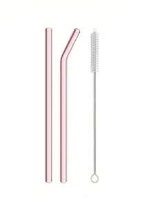 8Pcs Colorful Glass Straws With 2 Cleaning Brushes - 8mm Reusable Drinking Straws, 4 Straight & 4 Bent, Party Supplies For Smoothies, Cocktails, Iced Coffee, Perfect Gift For Home, Weddings, Or Events