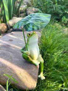 3D Frog Statue Decor, Outdoor Garden Landscape Or Indoor Tabletop Decoration, Resin Animal Aquarium Ornament