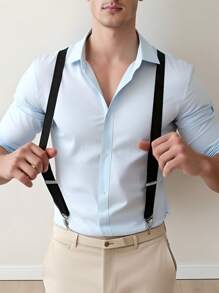 1pc Solid Color Fabric Suspenders, Gentlemanly Style Suitable For Pairing With Pants, All Season