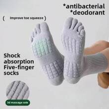 5 Toe Socks, Unisex, Spring/Summer Breathable Mid-Calf Sports Socks, Odor-Resistant & Shock-Absorbing, Massage Bottom, Split Toe Design