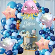 5pcs Sea Life Theme Foil Balloon Set, 3 Different Shapes (Jellyfish + Seashell + Starfish), Suitable For Decorating Ocean Party, Birthday, Event, Diving Party, Summer Party, Indoor Atmosphere, Fantasy Theme Party