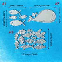 Fishes Die Cuts For Card Making, Whale Metal Cutting Dies, Metal Die Cutting Mold, Scrapbooking Dies, DIY Etched Embossing Stencil For Crafts