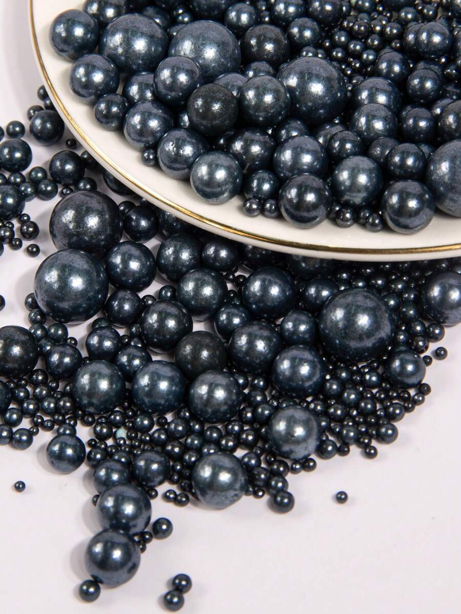 Chispas negras para decorar pasteles, perlas redondas, chispas para helados, magdalenas, hornear, decoración de pasteles, adecuadas para bodas, fiestas de cumpleaños, fiestas de Navidad y decoración de postres