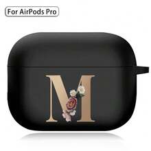 字母耳机盒 兼容 (第 1 / 2 / 3/4 代) / Pro /Pro 2 印花金色字母软硅胶无线蓝牙耳机充电盒保护套