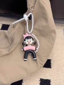 HXXOOS Acessório de Bolsa Corrente de Pérolas Falsas Y2K - Chaveiro Fofo com Laço Rosa, Pingente Estético Kawaii para Mulheres, Adolescentes, Decoração de Mochila e Bolsa, Ótima Ideia de Presente Cordão