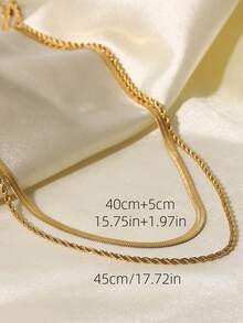 1 Pc Fashion Layered Snake Bone Chain Necklace, Suitable For Daily Wear - Gold - View 3