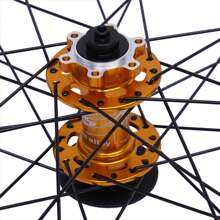 CNCEST Mountain Bike Wheelset, 29 Inch Aluminum Alloy Rim Disc Brake MTB Wheelset, Quick Release Front Rear Wheels Bike Wheels, Double Six-Hole Disc Fit 7-12 Speed Cassette Bicycle Wheelset (Gold)
