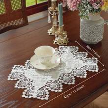 European Style Floral Lace Embroidered Polyester Table Runner - Woven Double Layer Shiny Satin Fabric, Festive Coffee Table Decor For Kitchen Dining, Indoor Outdoor Dinner Party Decoration, Ideal Gift