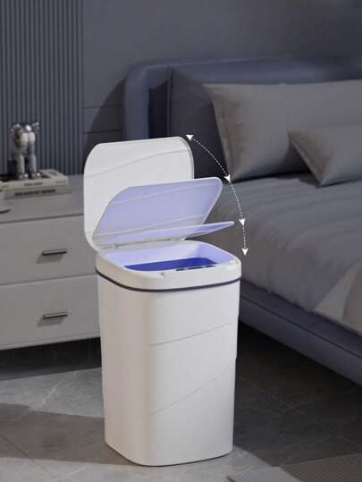 One Inductive Smart Trash Can, Battery Powered (Not Including 2 AA Batteries), ≤36V, Sanitary Automatic Lid, Suitable For Kitchen, Bathroom, Living Room, Office
