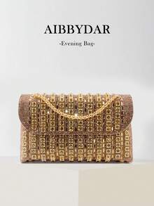 Glamorous Shiny Colorful Gemstone Evening Bag, Rhinestone Embellished Clutch Handbag Suitable For Weddings, Parties, Dinners, Valentine's Day Gifts