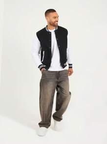 brave soul Classic Varsity Jacket - Black - View 2